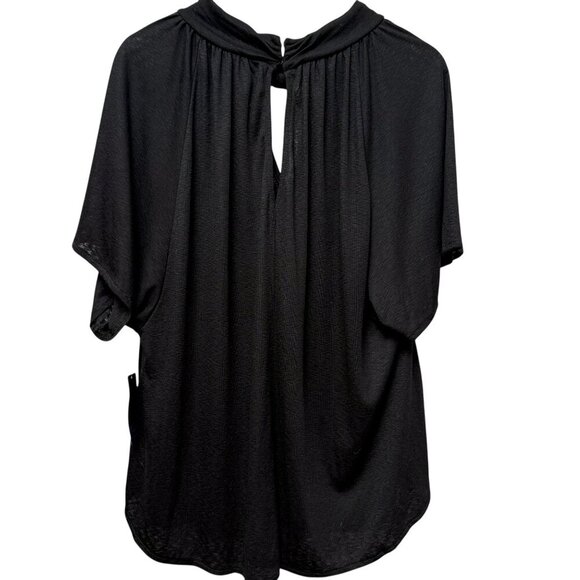 Rachel Roy Top Plus Size 3X Black Short Sleeve High Neck Keyhole NWT - Picture 3 of 9